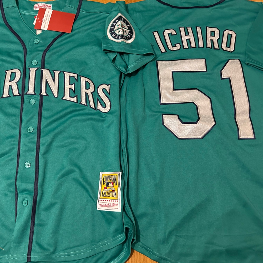MITCHELL & NESS SEATTLE MARINERS ICHIRO SUZUKI Men's JERSEY Sz M,L,XL,2X NWT - Picture 8 of 8